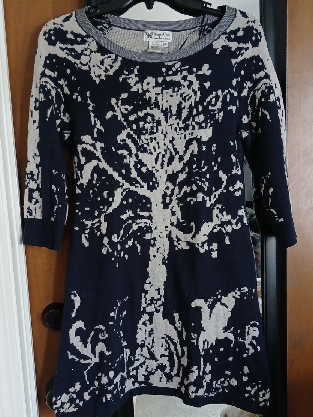 Papillon Navy Knit Tree Dress Tunic Goth M